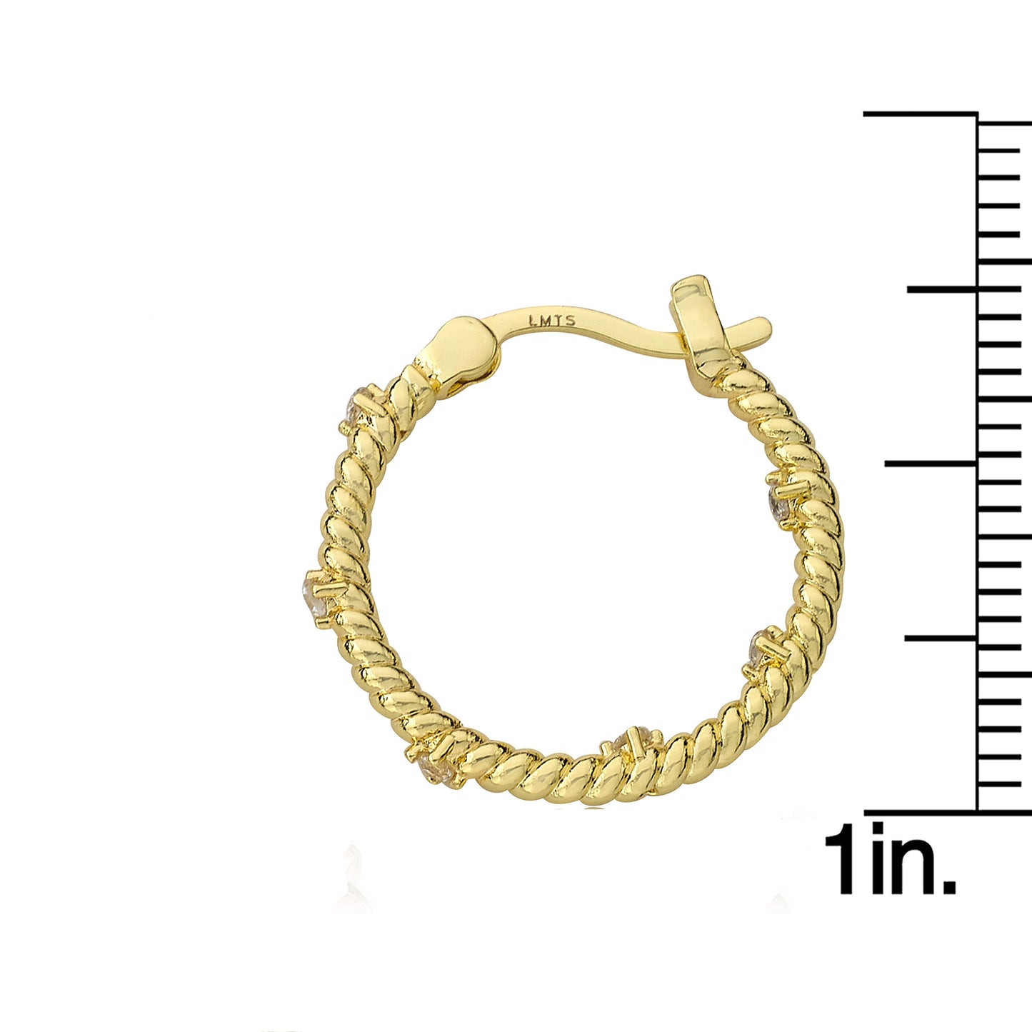Medium Sized Rope Hoop Earring with CZ's Wholesale