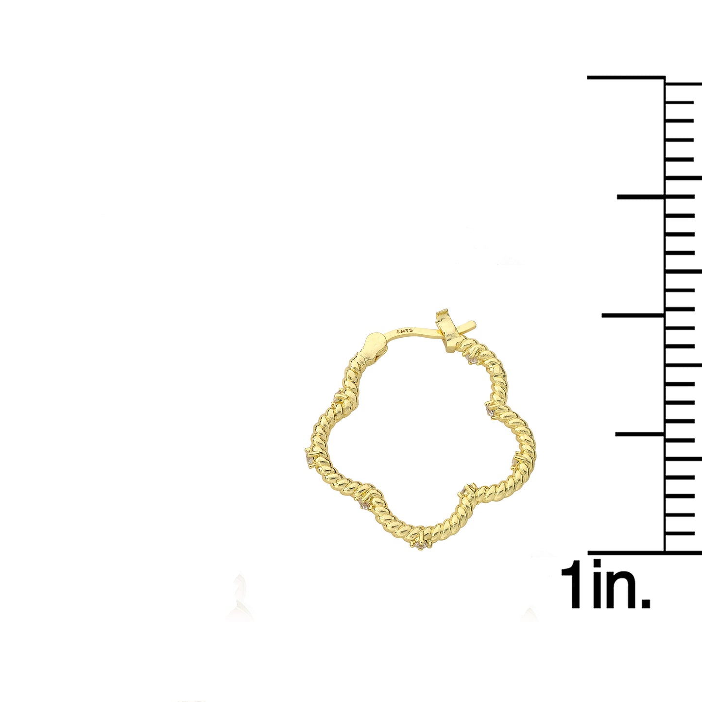 Small Rope Flower Hoop Earring with CZ's
