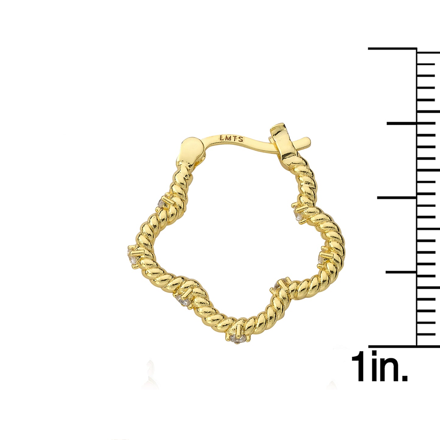 Medium Size Rope Flower Hoop Earring with CZ's
