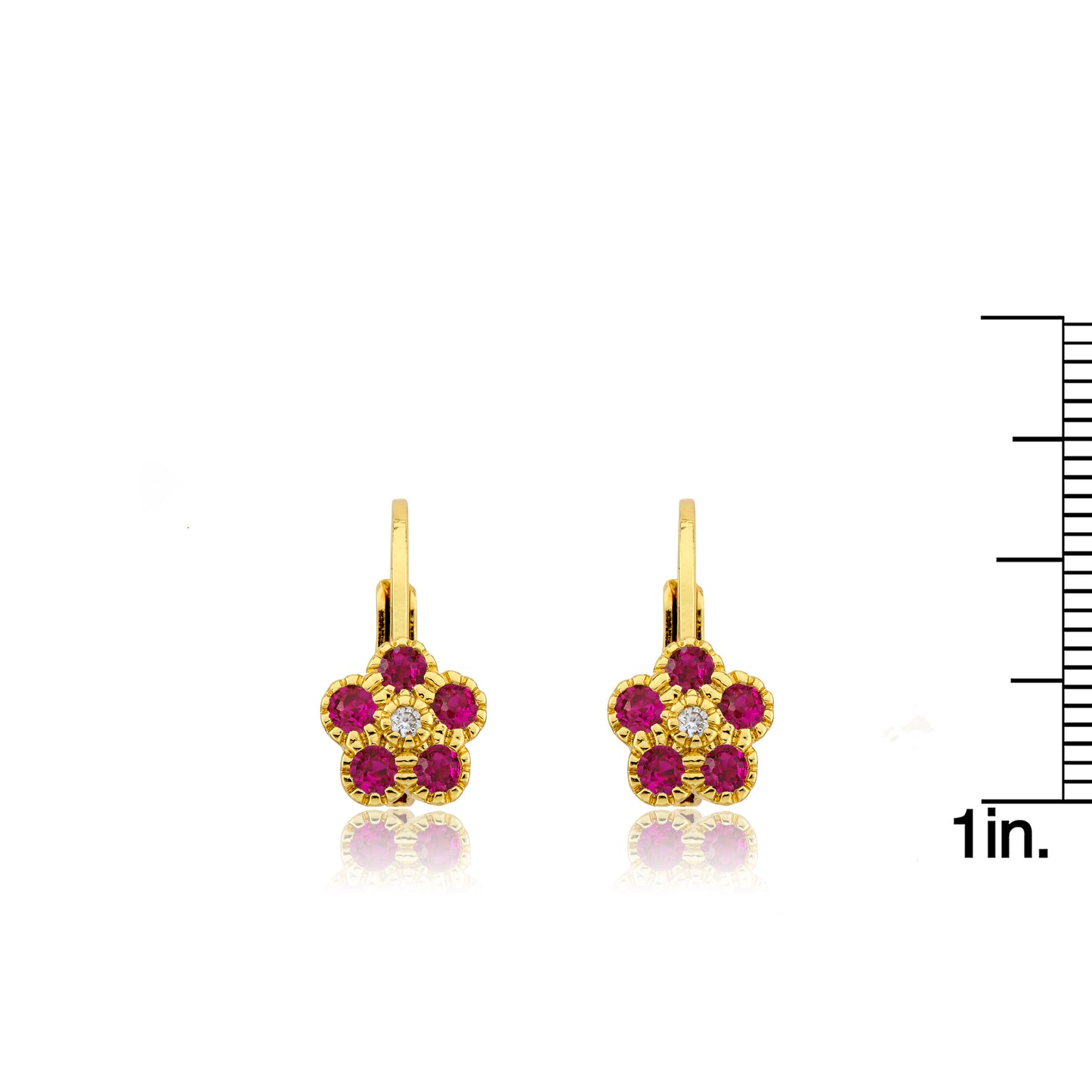 14K Gold Plated Leverback Flower Earring