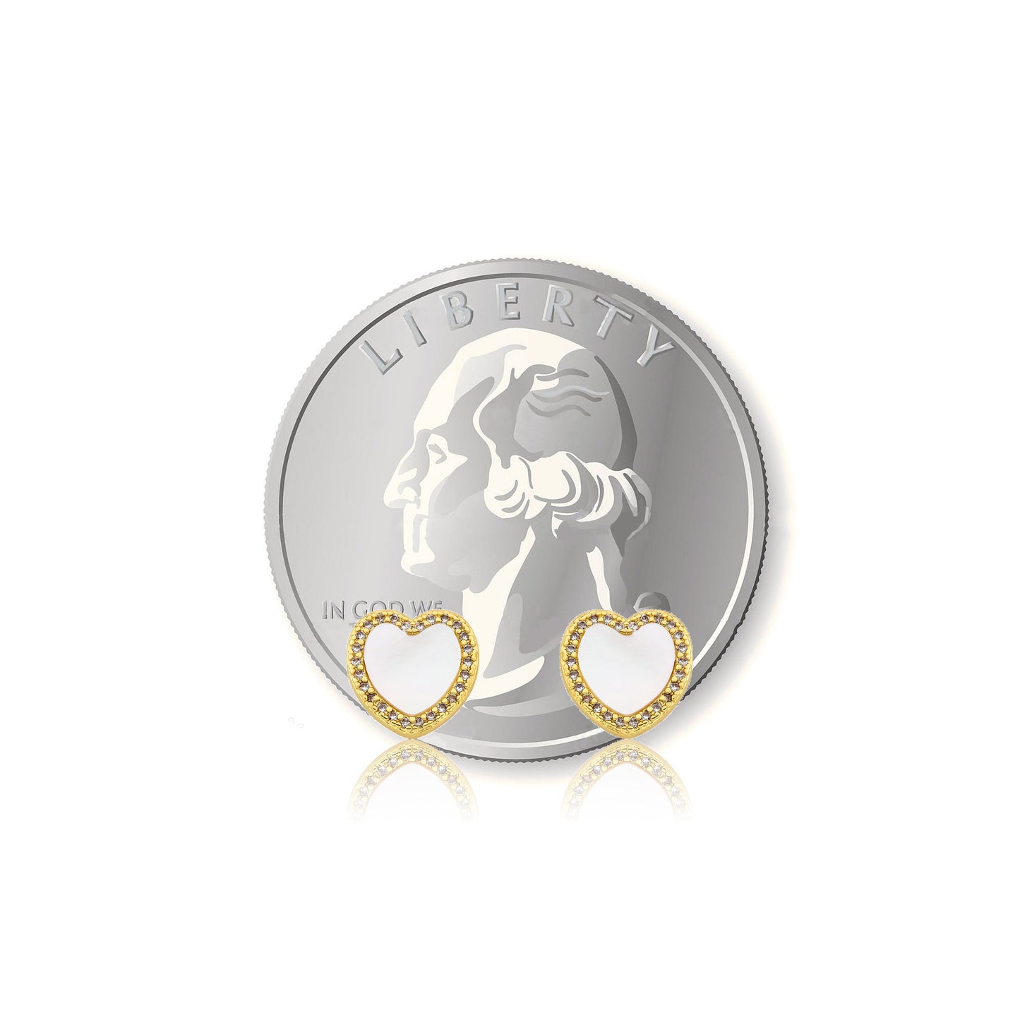 LMTS Classic! Mother Of Pearl Heart Cz Frame Stud Earring Wholesale