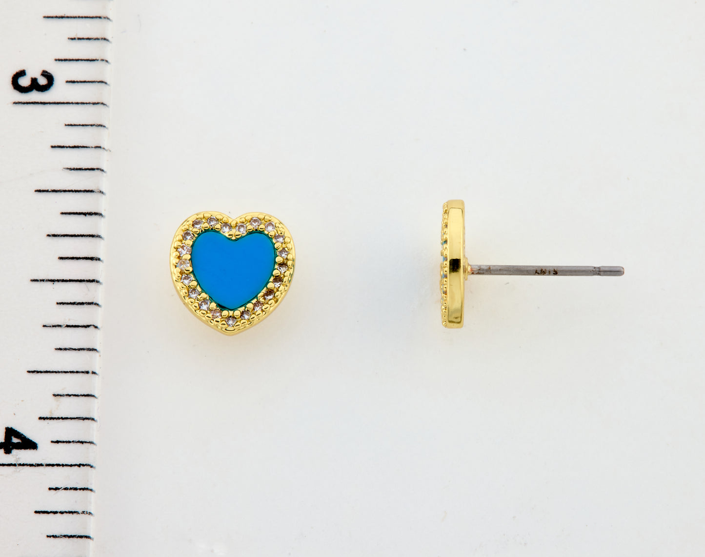 LMTS Classic! Turquoise Heart Cz Frame Stud Earring
