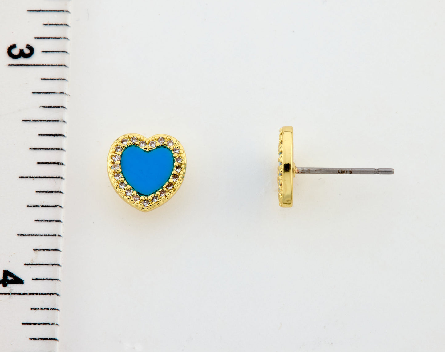 LMTS Classic! Turquoise Heart Cz Frame Stud Earring Wholesale