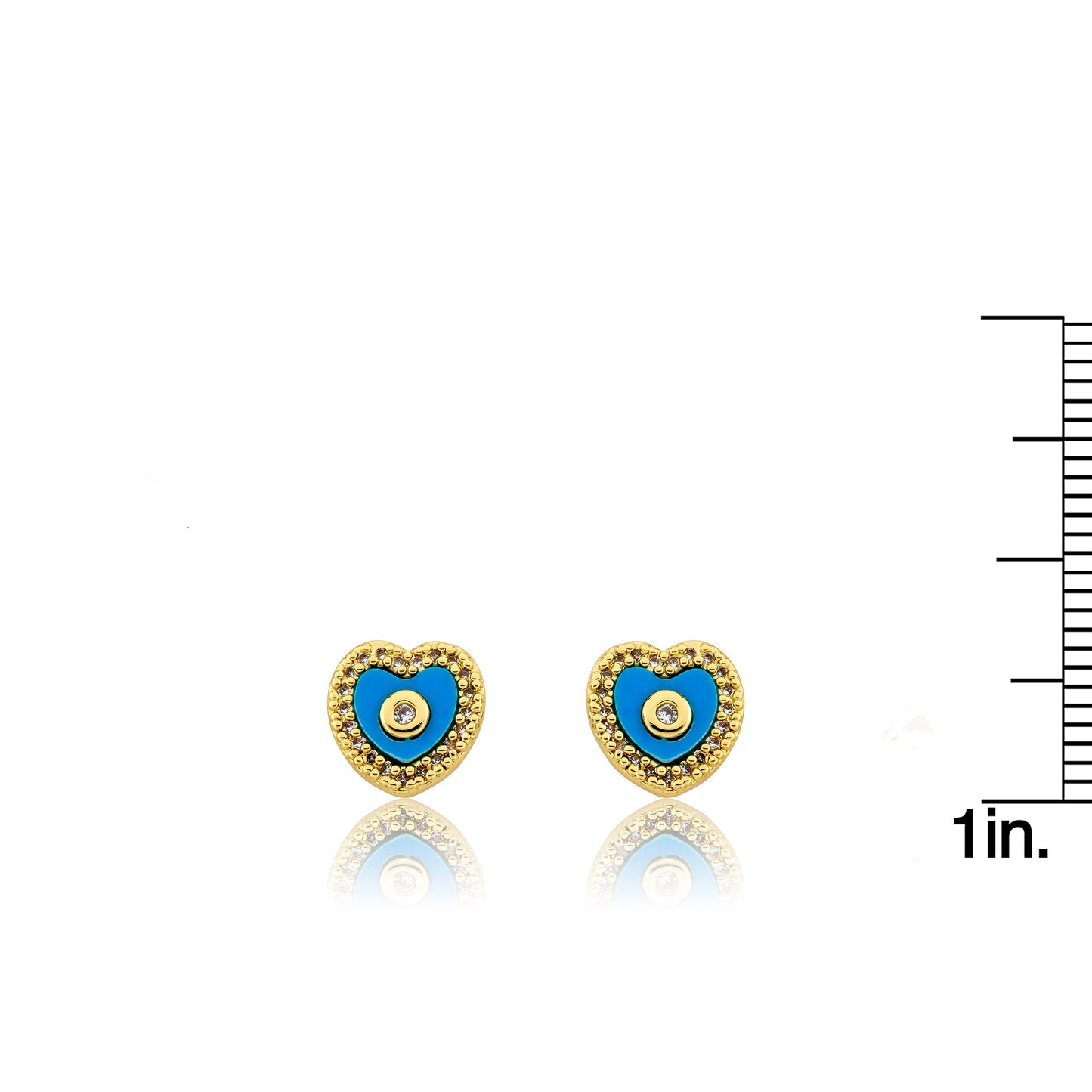 LMTS Classic! Heart Cz Frame Turquoise Stud Earring Wholesale