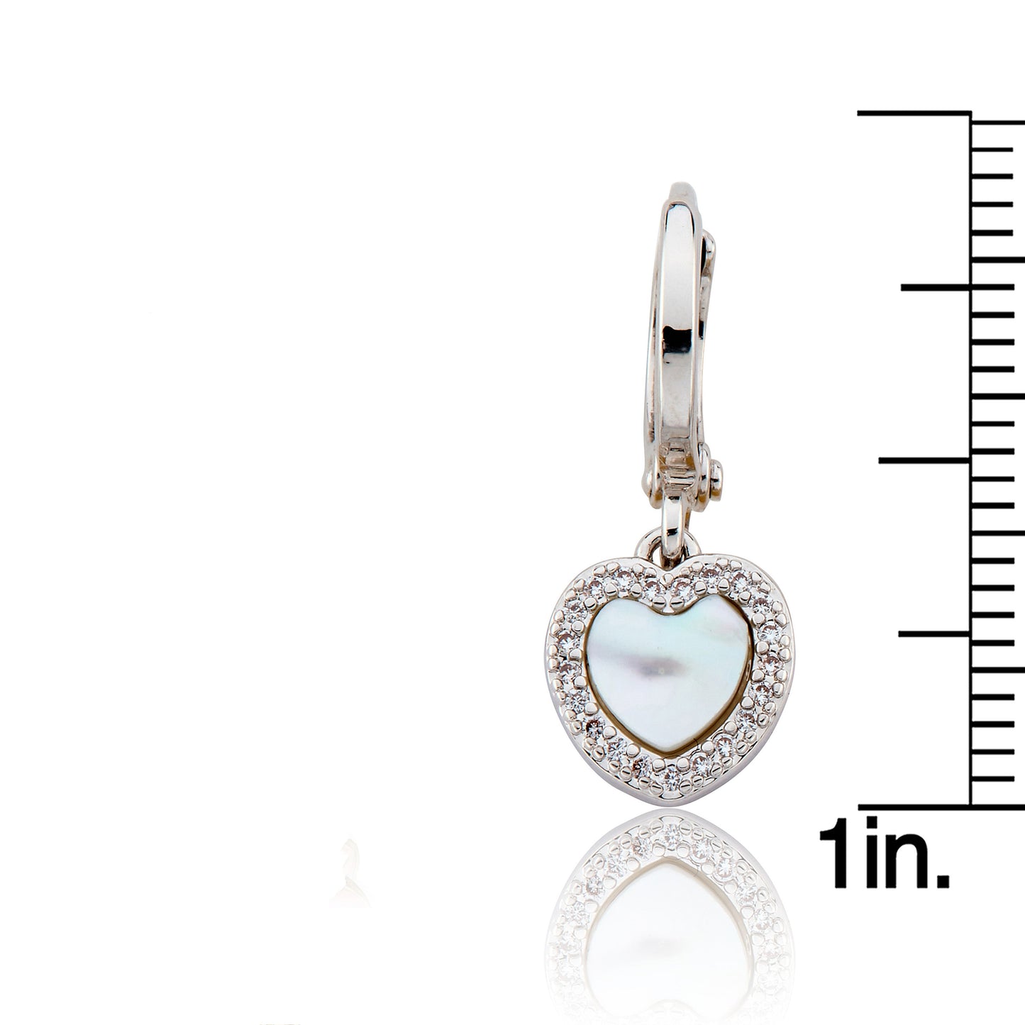 Mother Of Pearl Heart With Cz Frame Huggie Dangle Earring Wholesale