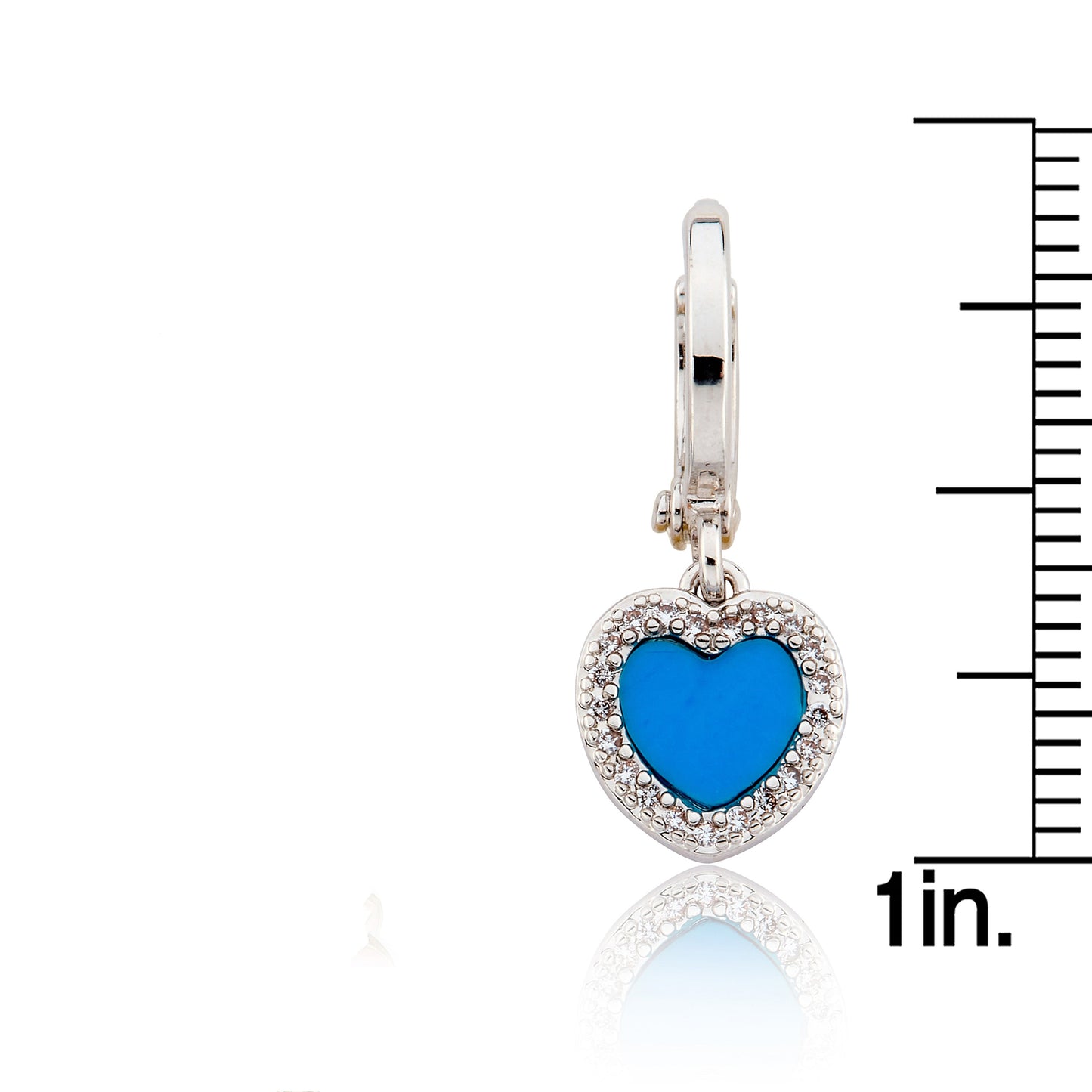 Turquoise Heart With Cz Frame Huggie Dangle Earring Wholesale
