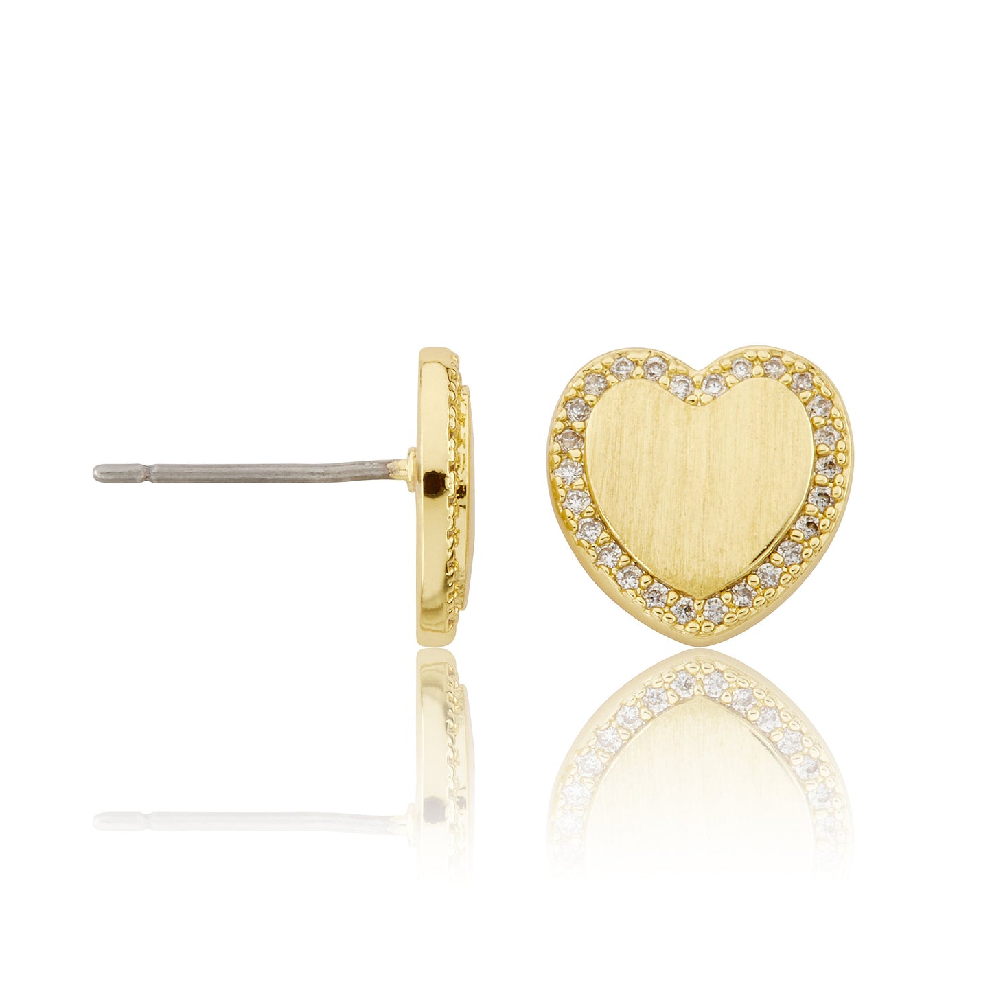 LMTS Classic! Brushed Gold Plated 10mm Heart Stud Earring Wholesale
