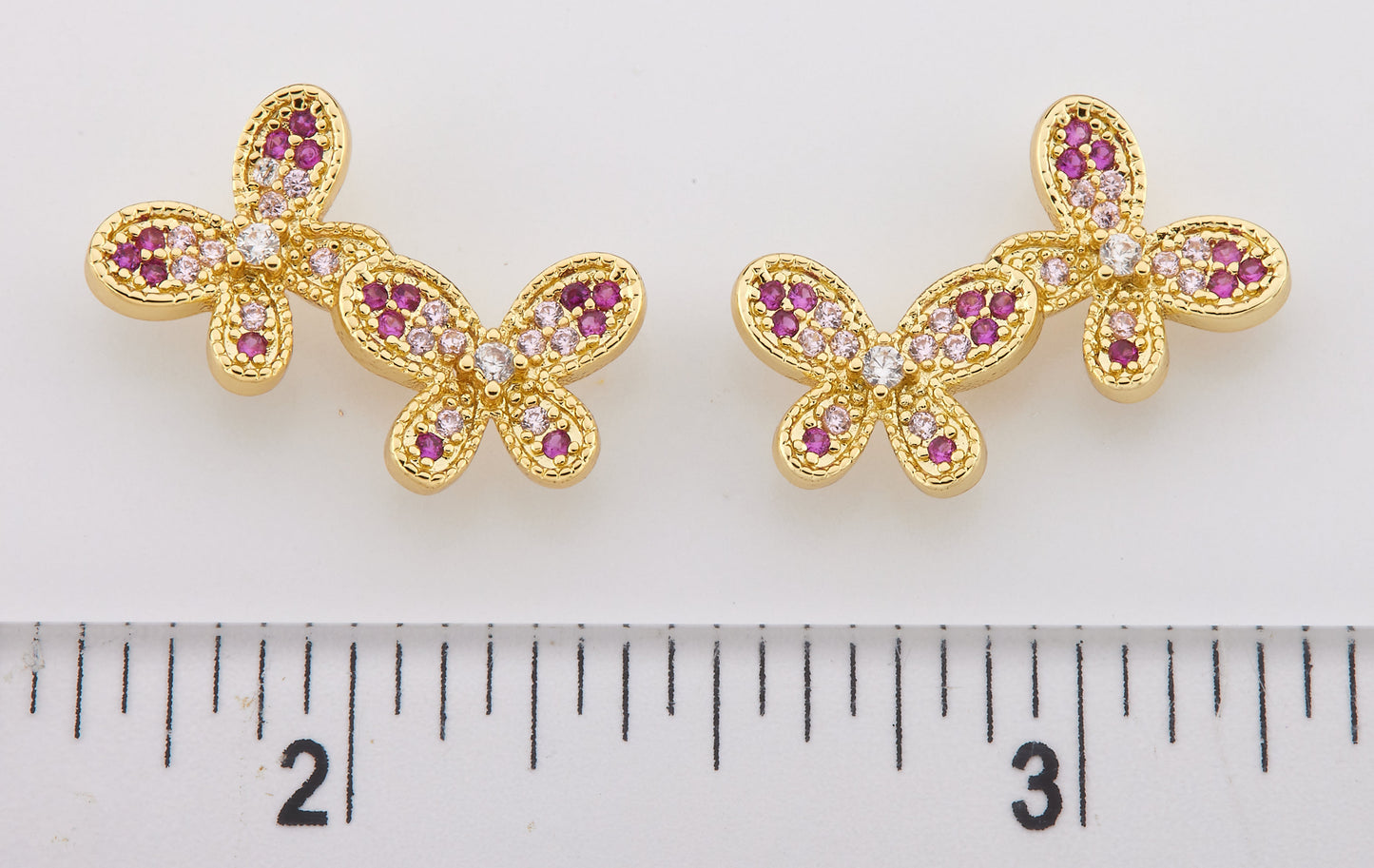 LMTS Classic! Pave Double Butterfly Stud Earring Wholesale