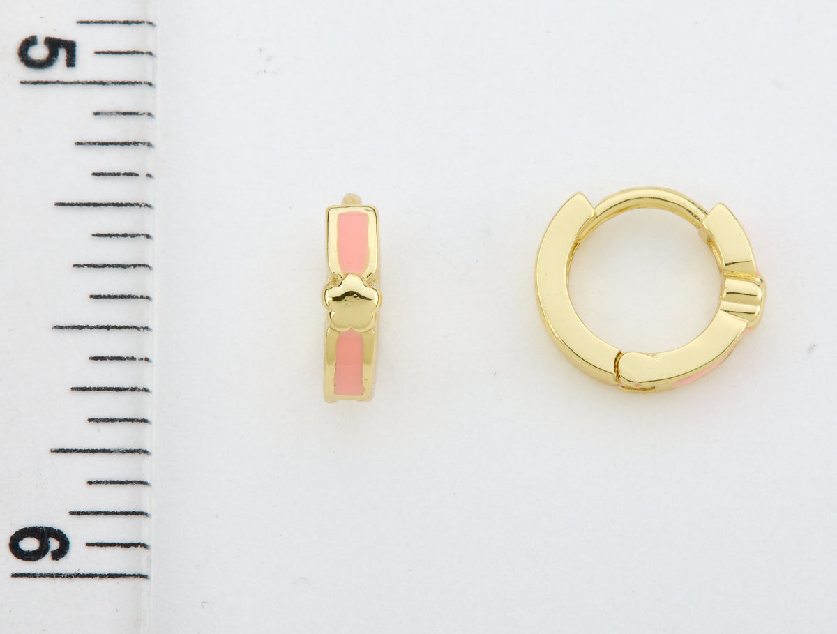 Enamel Huggy Earring accented with Gold Center Flower