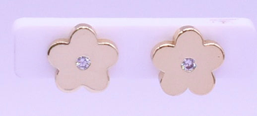 14k Gold Plated Cz Center Flower Earring Wholesale