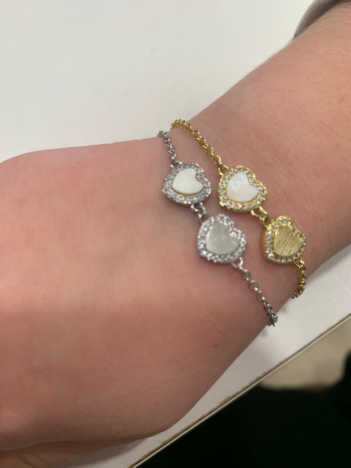 LMTS Classic! Cz Framed Heart Chain Bracelet Wholesale