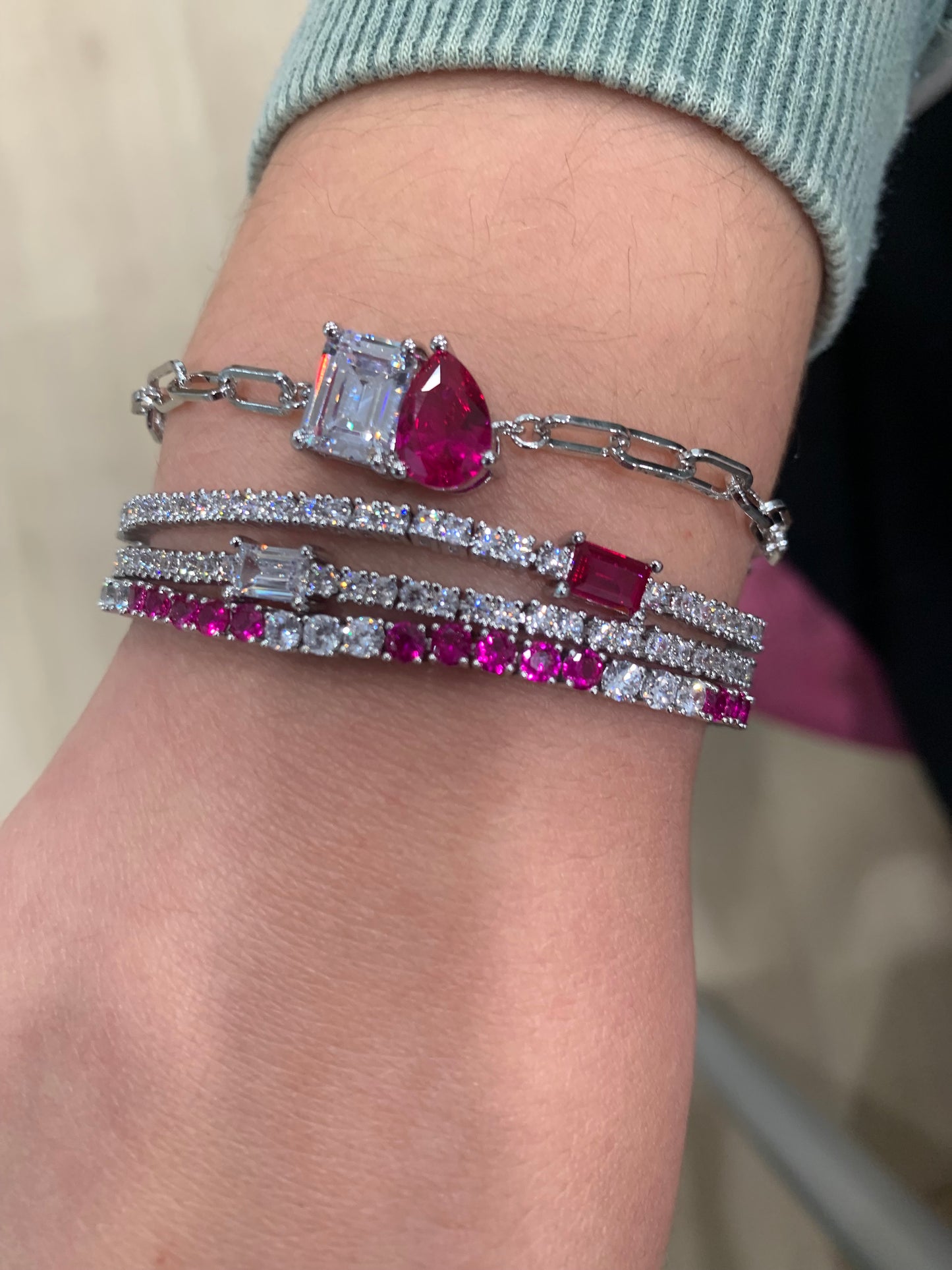 Riccova Classic Me & You Solitaire Paperclip Chain Link Bracelet