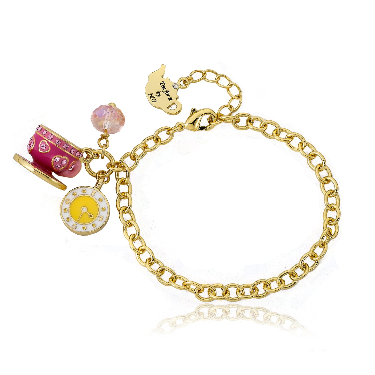 Tea 4 Two Crystal Tea Cup Dangle Bracelet 3 Wholesale