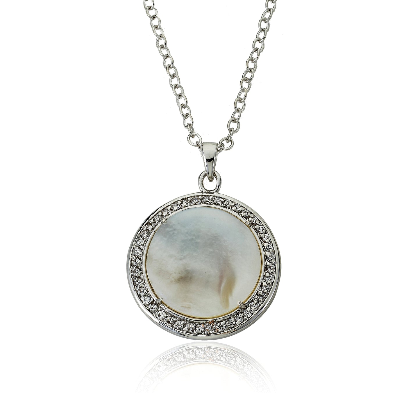 Retro Mother Of Pearl Circle Medallion Pendant Necklace Wholesale