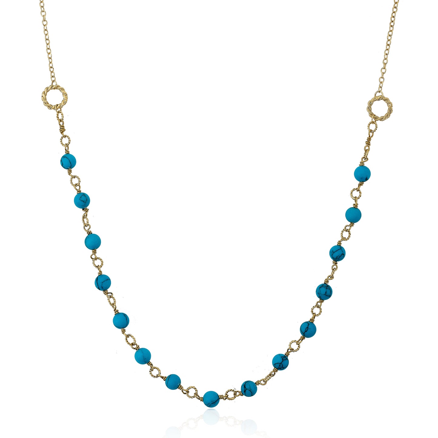 14k Gold Plated Country Chic Turquoise Chain Necklace Wholesale