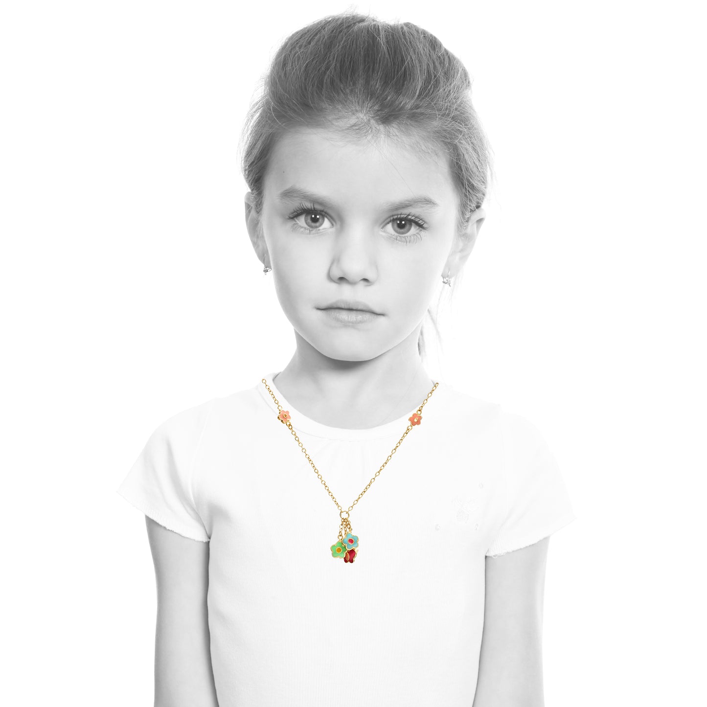 Butterfly And Flower Cluster Chain Necklace