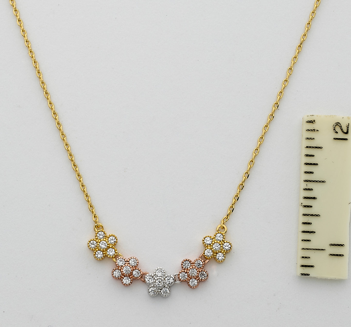 Cubic Zirconia Flowers Necklace