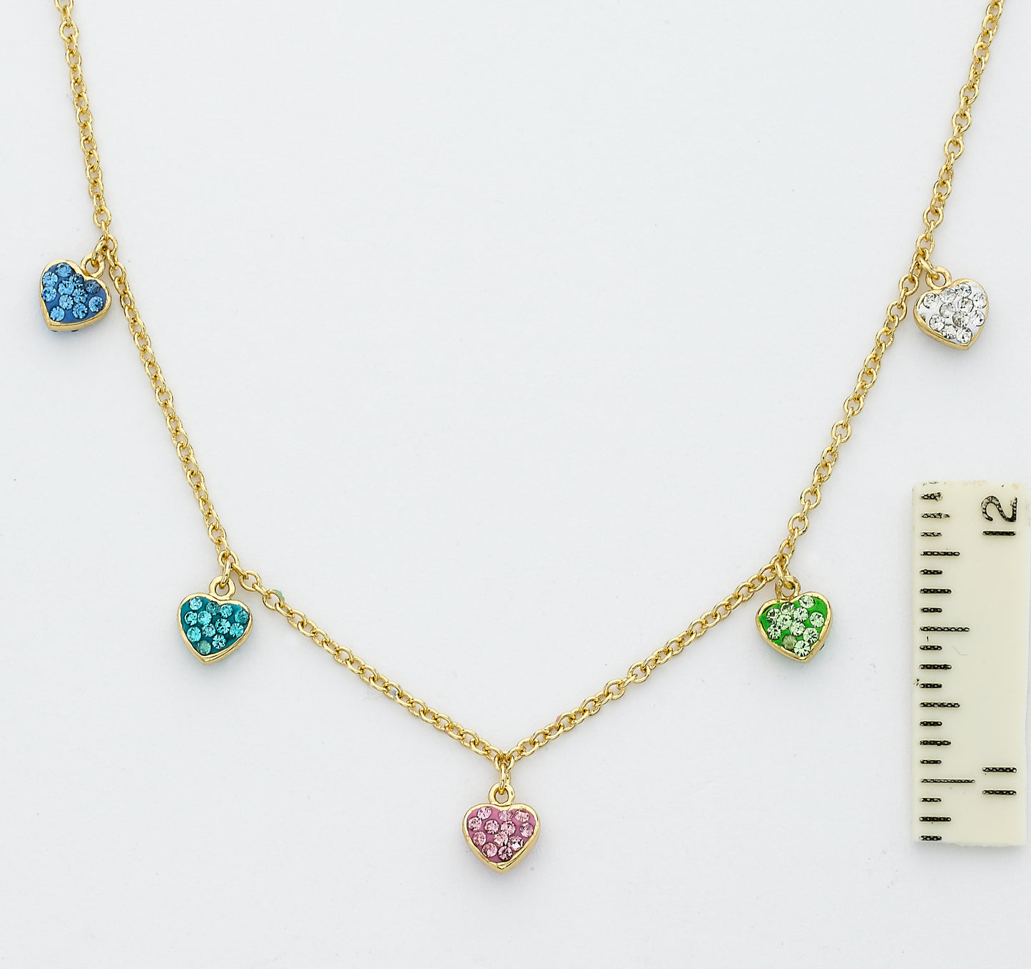 Crystal Hearts Dangle Necklace