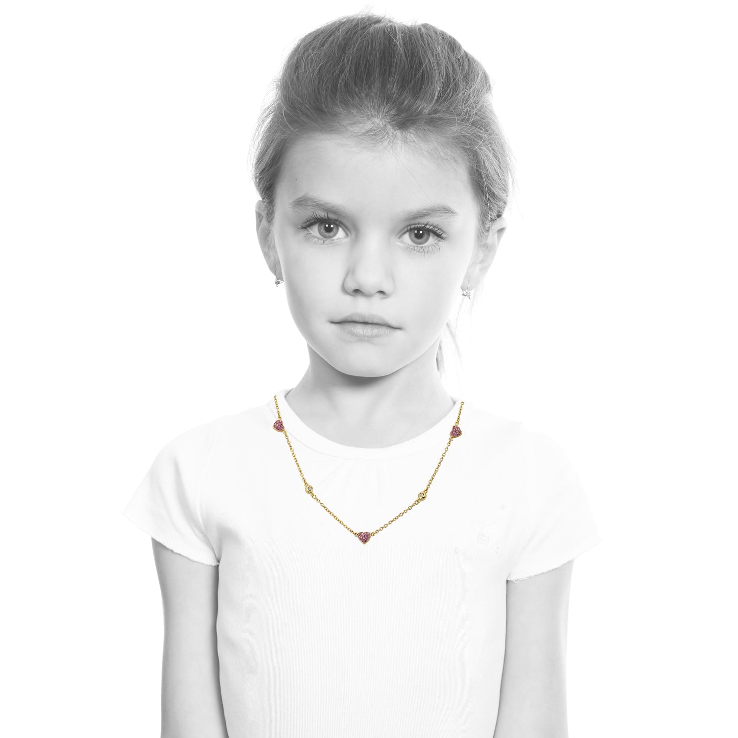 Crystal Hearts Station Necklace