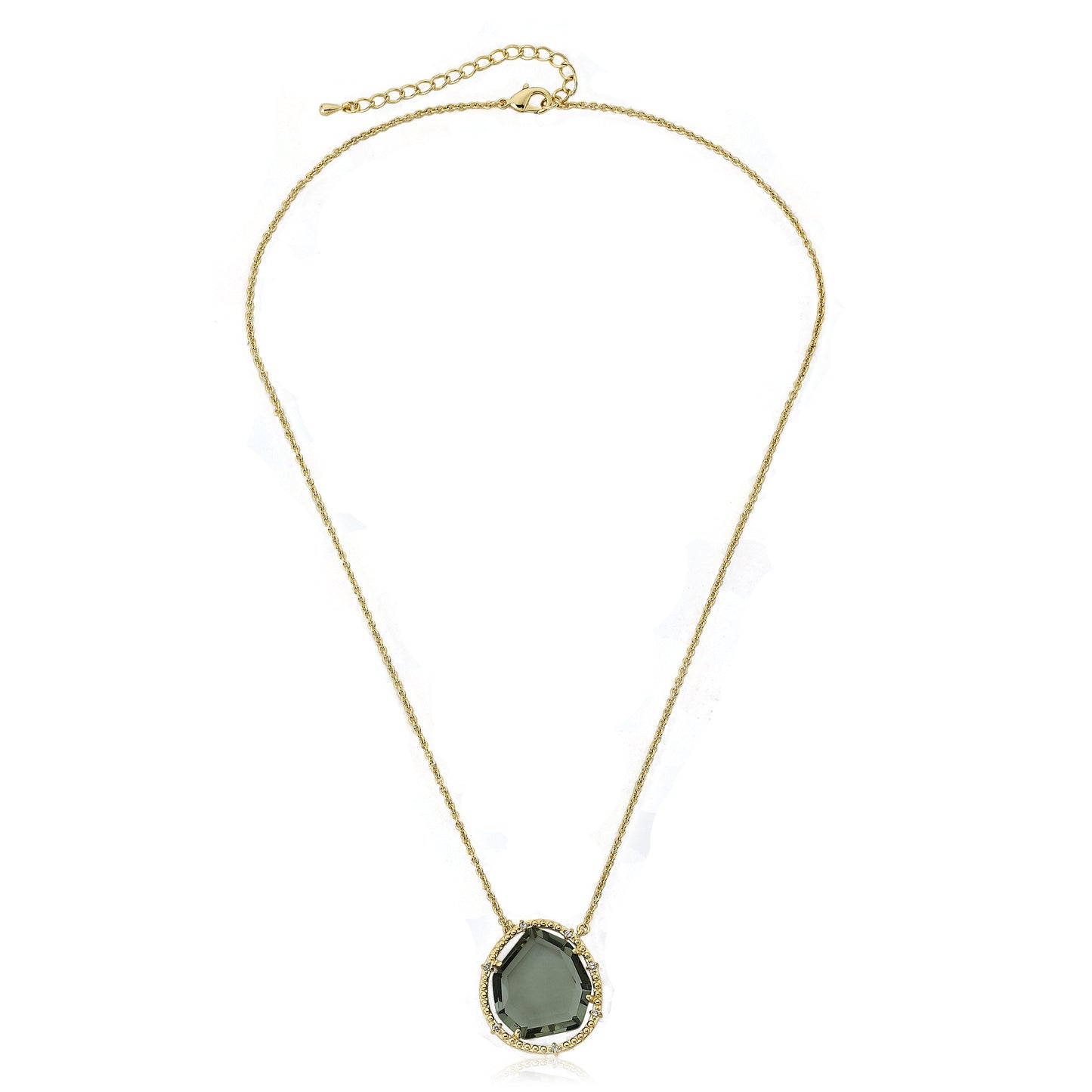 14k Gold Plated Sliced Glass Pendant Chain Necklace Wholesale