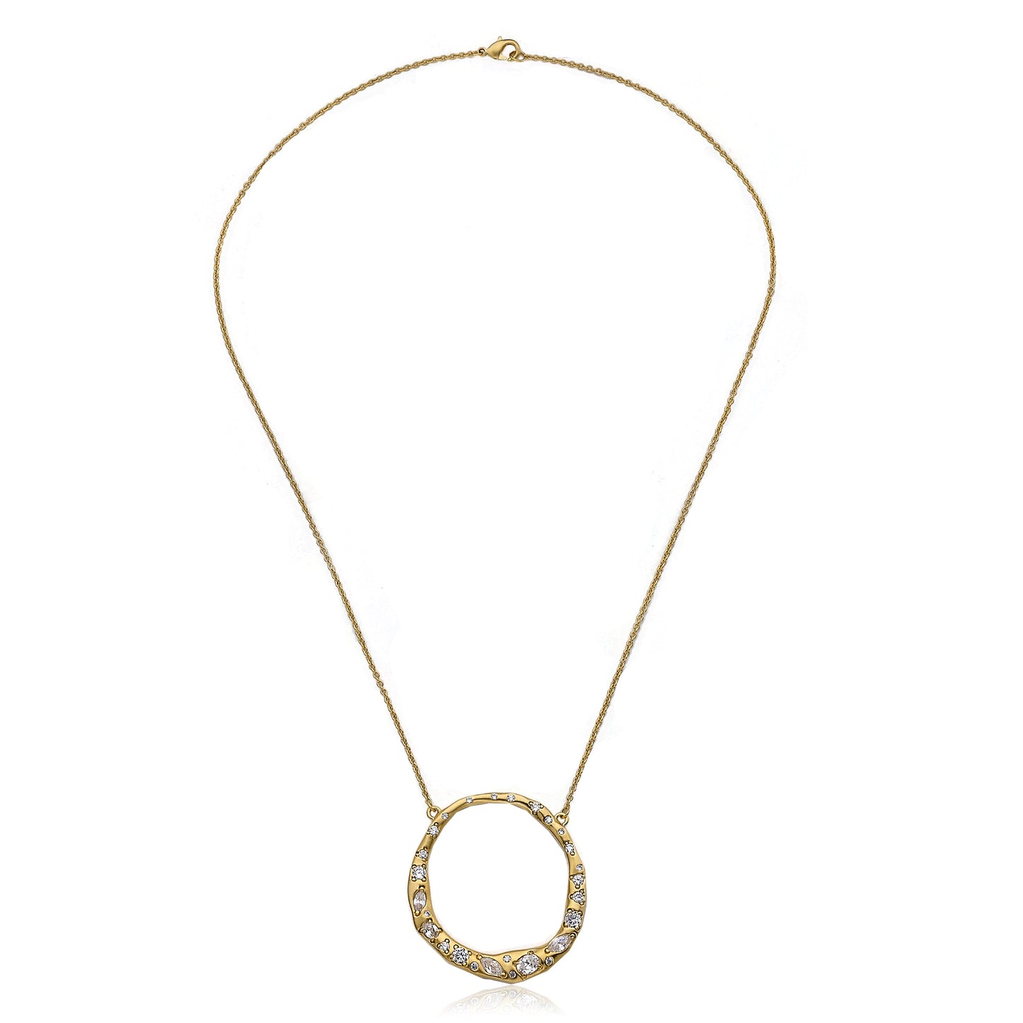 14k Gold Plated Retro Satin Open Circle Necklace Wholesale
