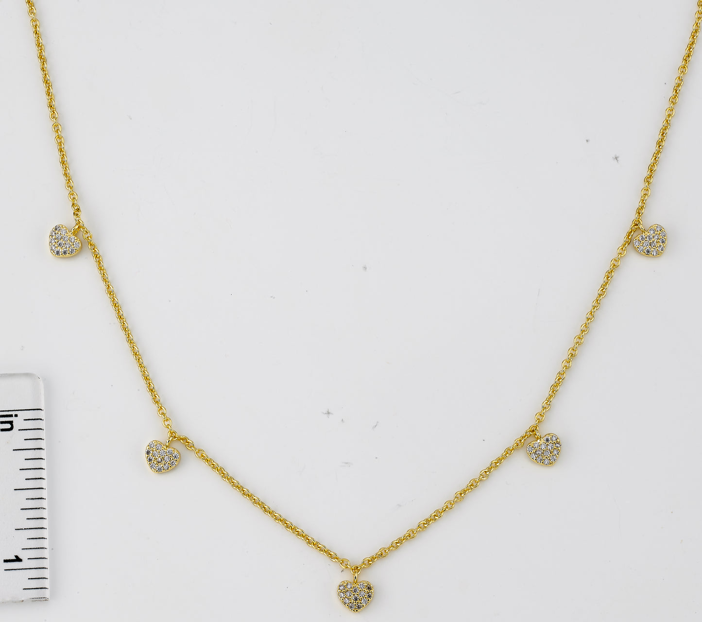 CZ Hearts Dangle Necklace