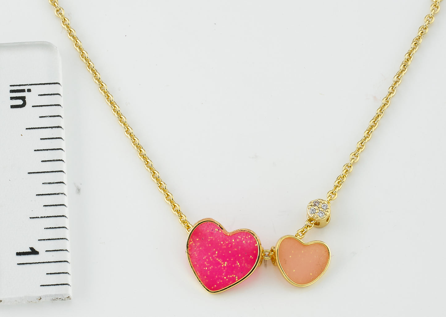 Transparent Double Heart Slide Necklace