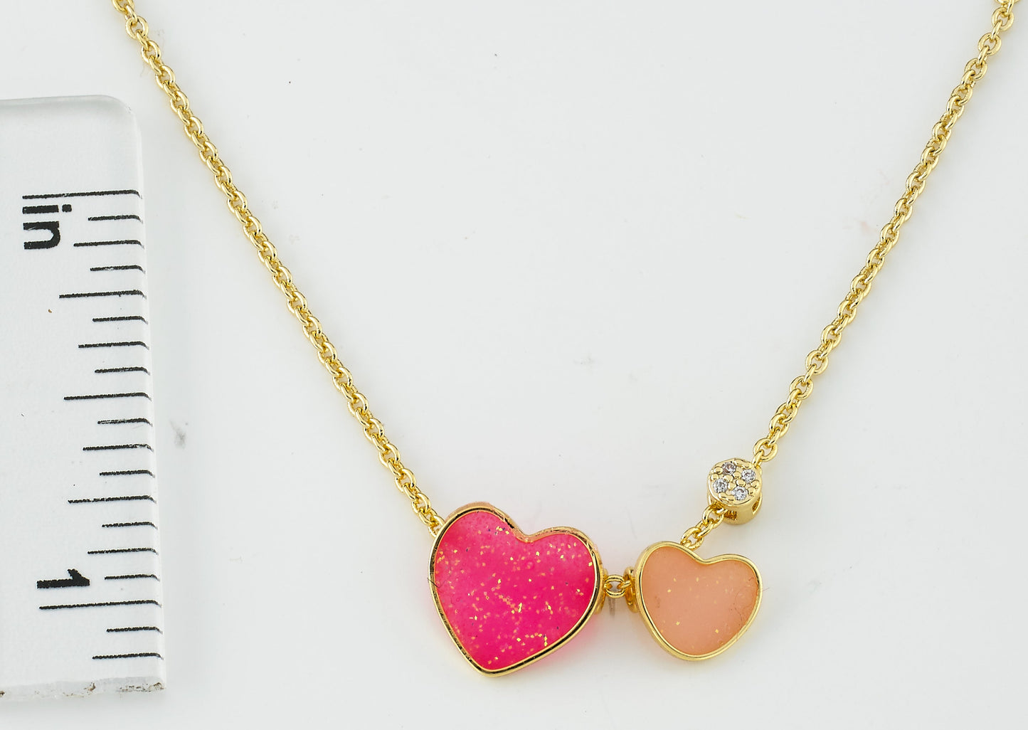 Transparent Double Heart Slide Necklace Wholesale