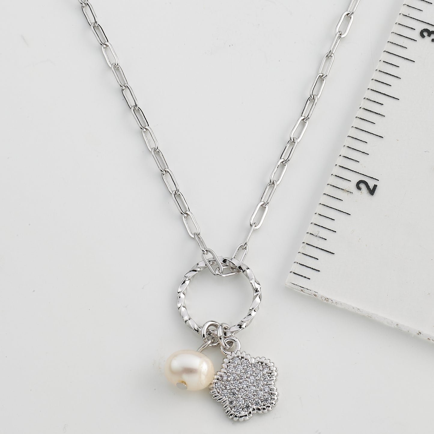 Micro Pave Flower Necklace
