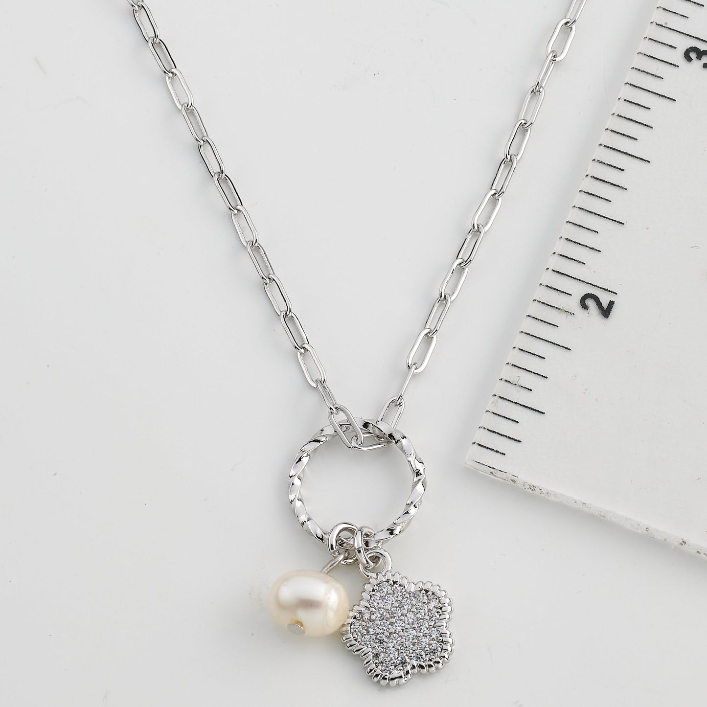 Micro Pave Flower Necklace Wholesale