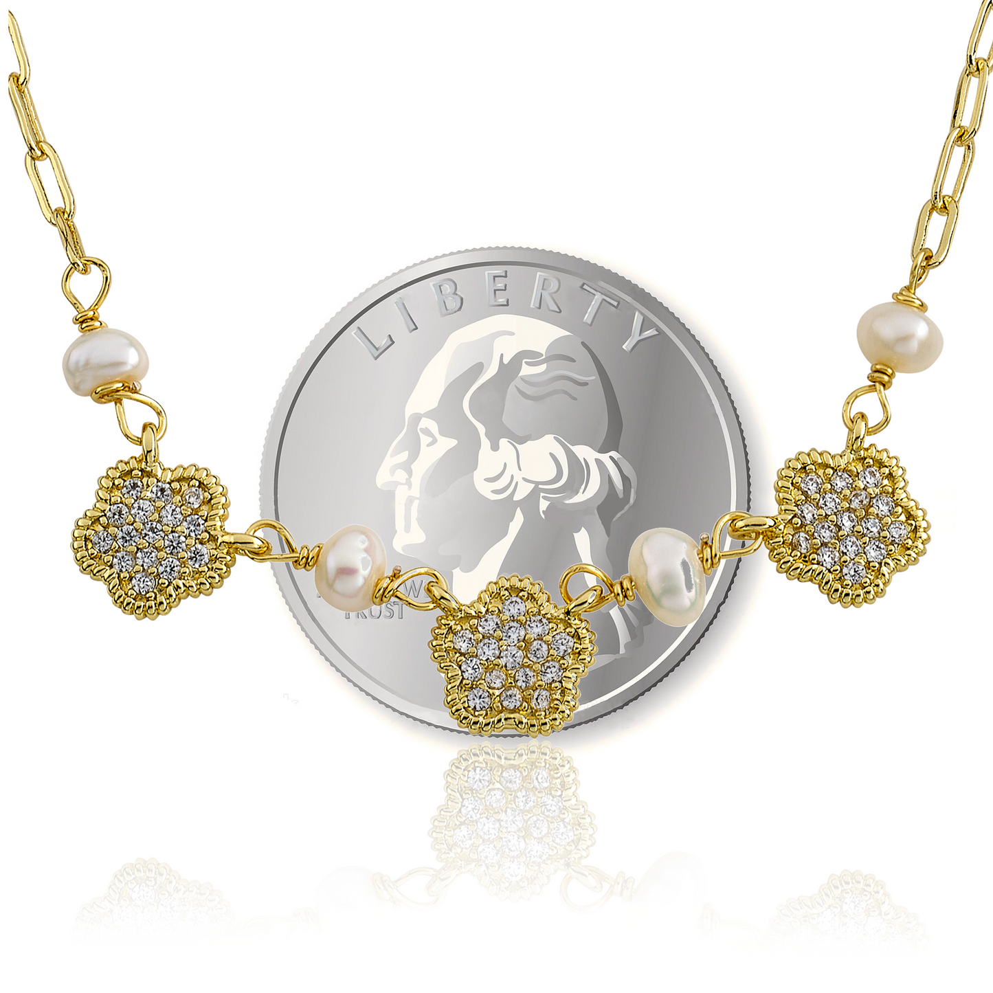 Micro Pave Flower Necklace Wholesale