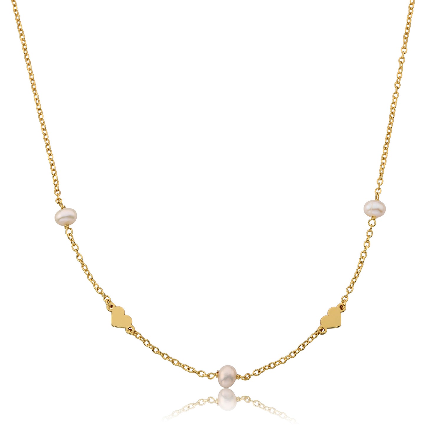 14K Gold Plated Hearts Station Necklace Wholesale