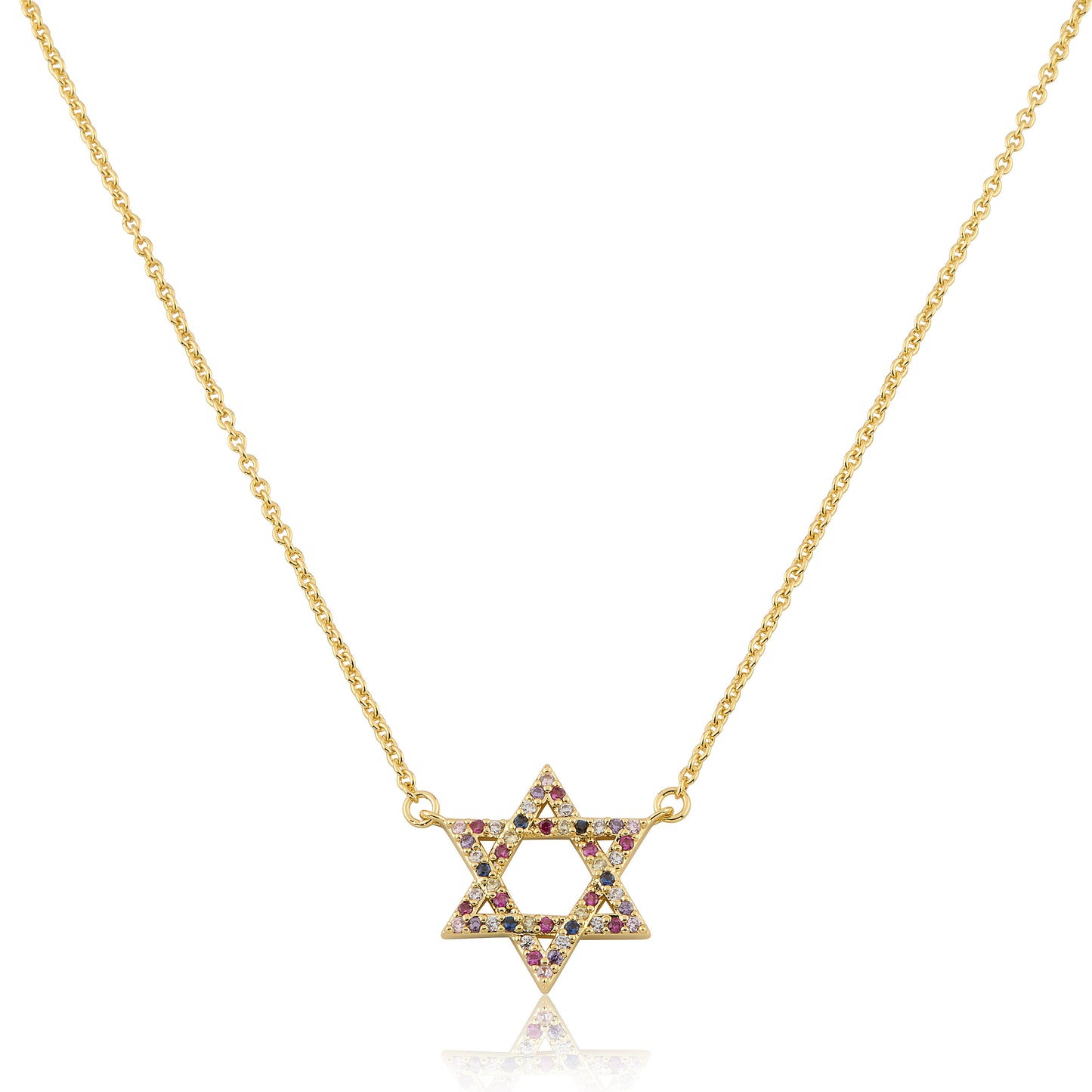 LMTS Classic! 14K Gold Plated Cz Star Of David Necklace