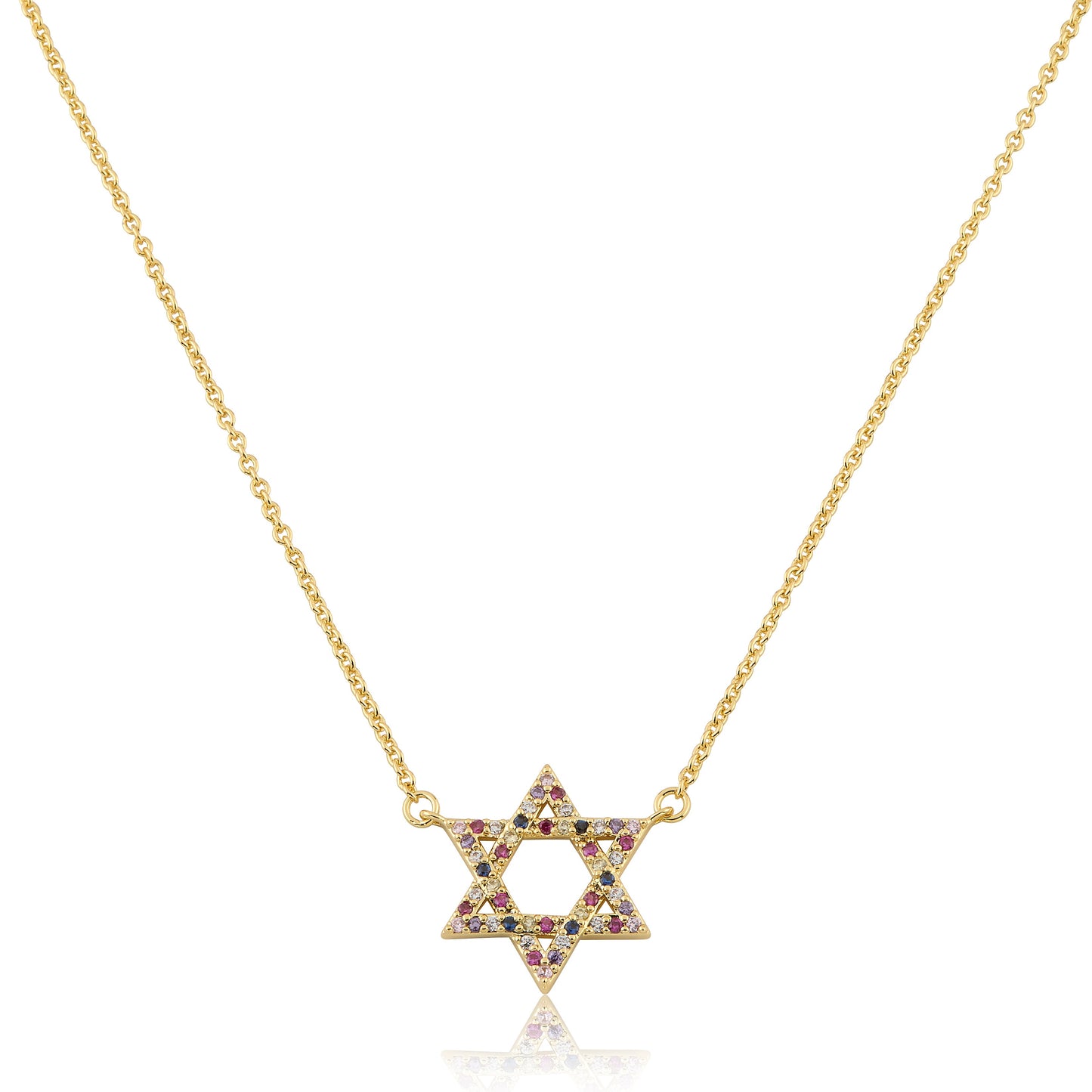 LMTS Classic! 14K Gold Plated Cz Star Of David Necklace Wholesale