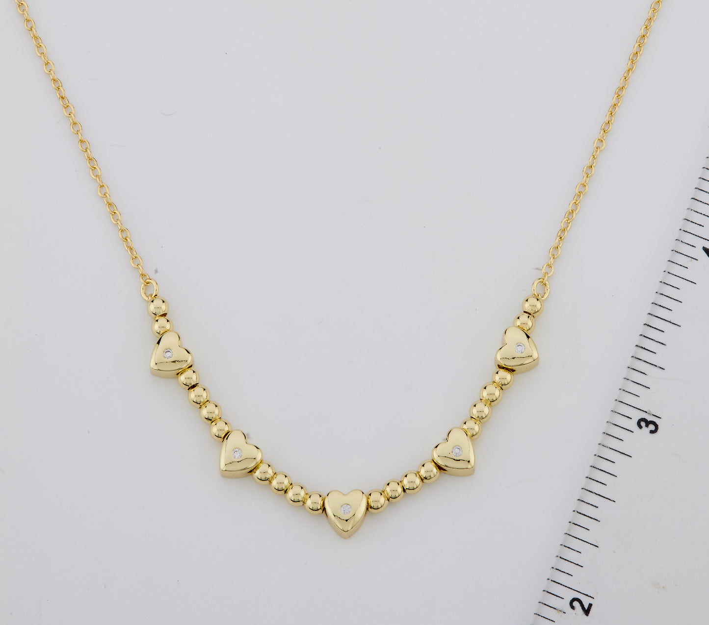 LMTS Classic! Bead & Hearts Station Necklace