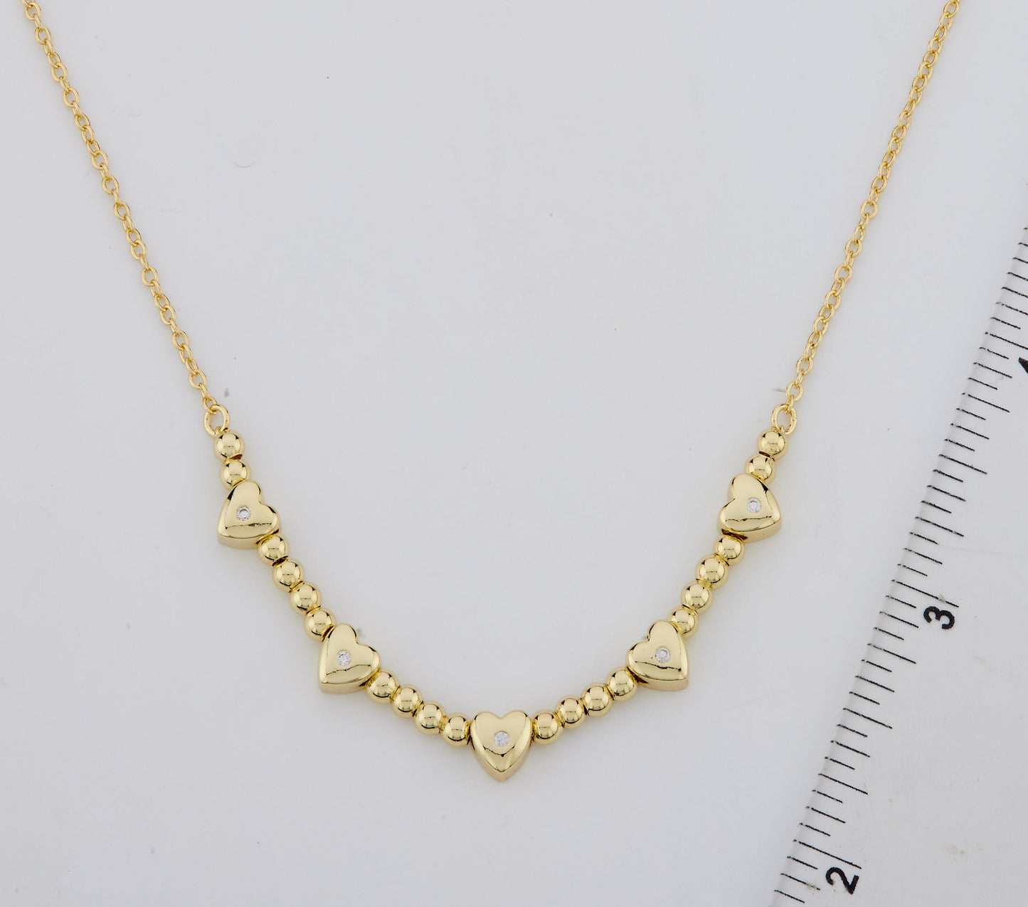 LMTS Classic! Bead & Hearts Station Necklace Wholesale