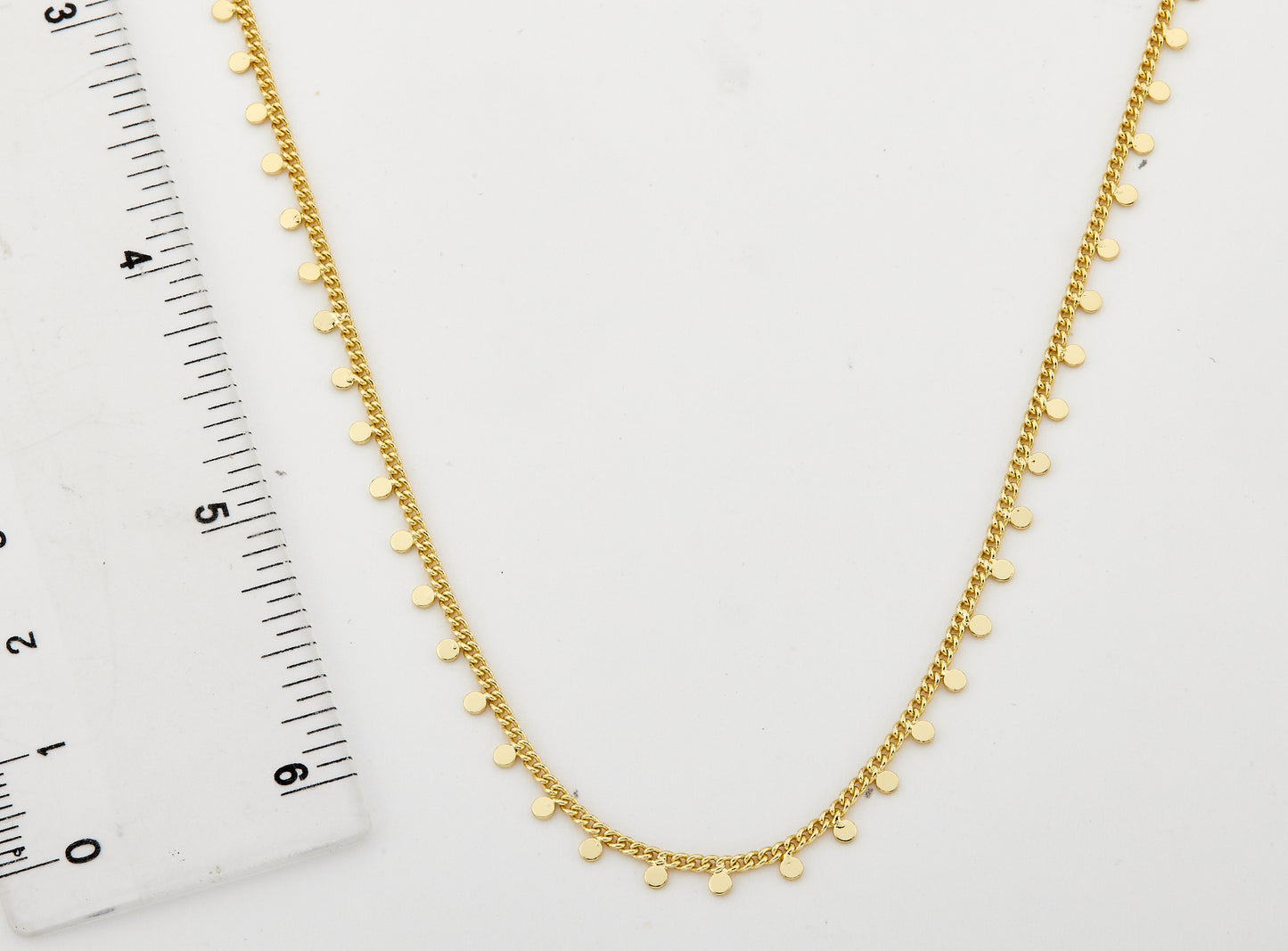 14K Gold Plated Link & Small Disc Dangles Necklace