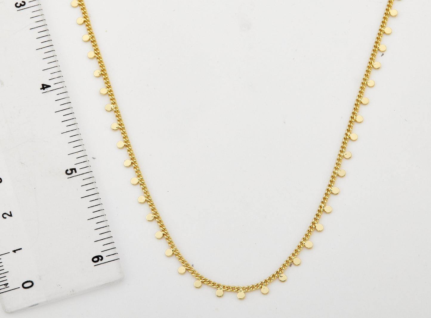 14K Gold Plated Link & Small Disc Dangles Necklace Wholesale