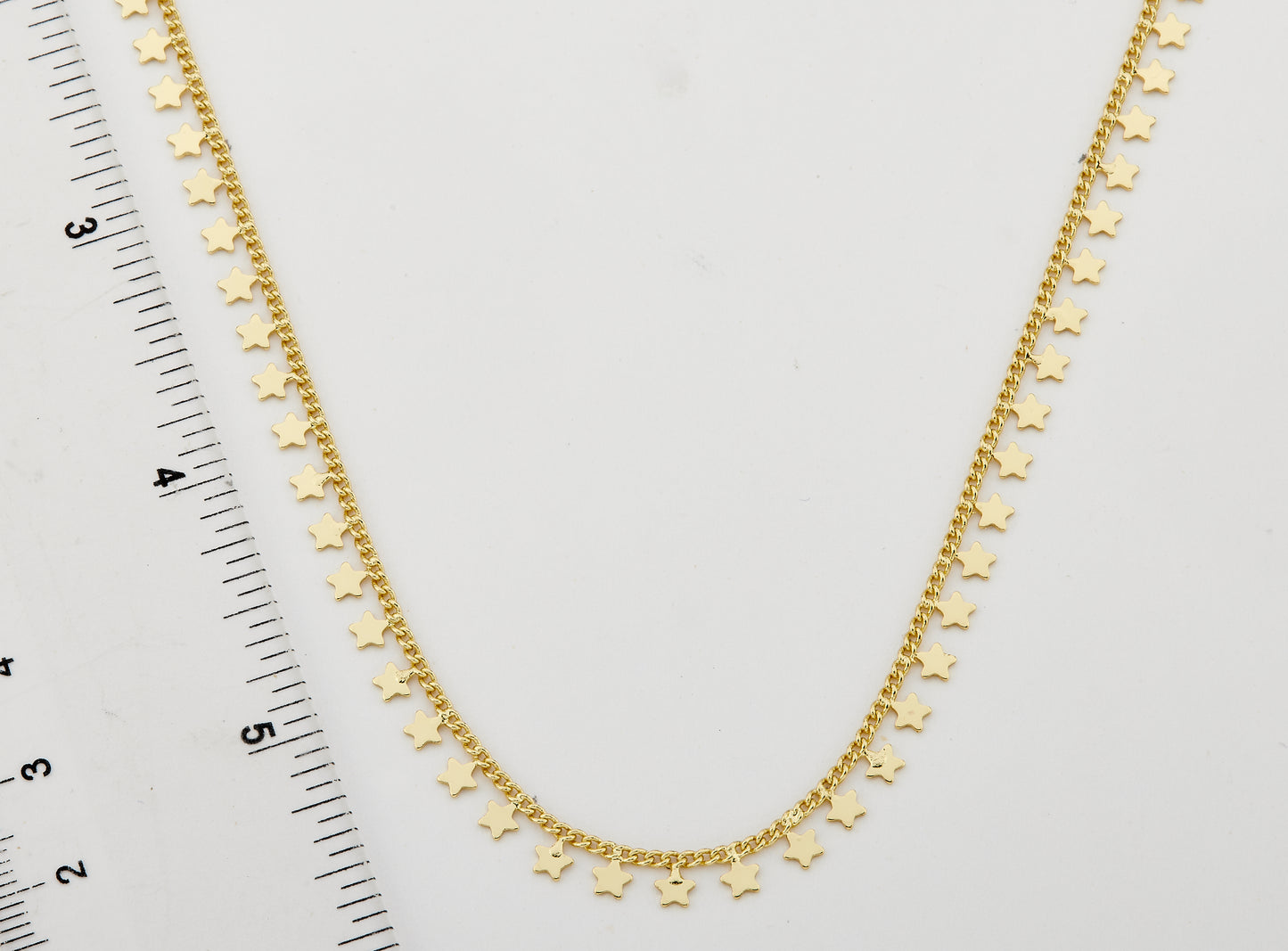 14K Gold Plated Link & Small Stars Dangles Necklace