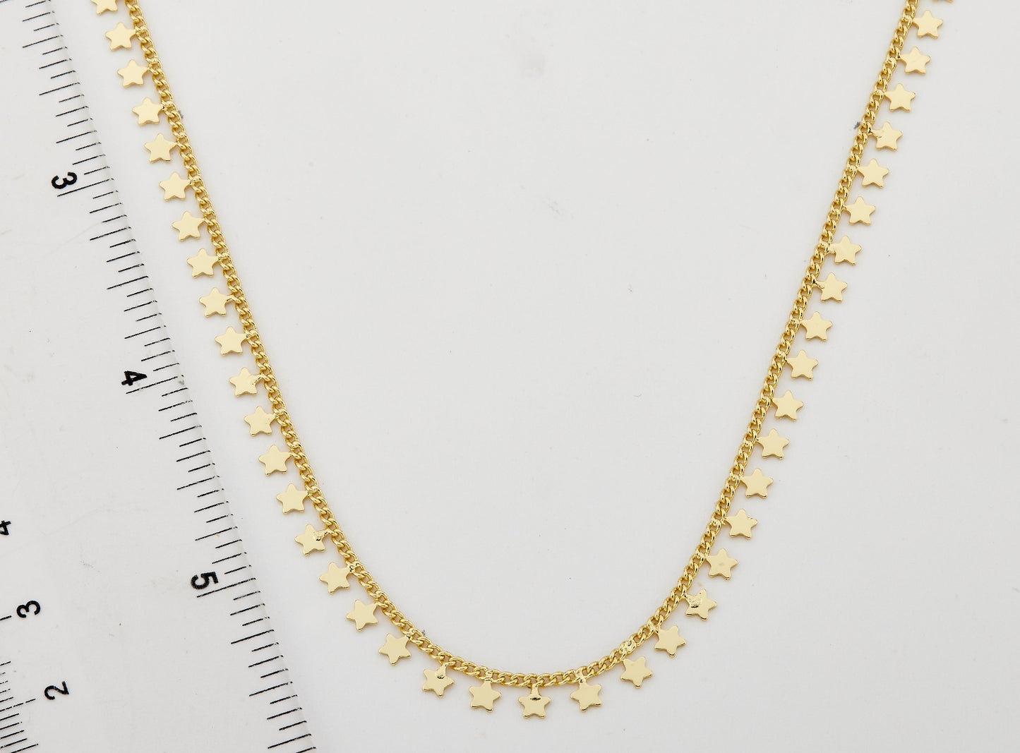 14K Gold Plated Link & Small Stars Dangles Necklace Wholesale