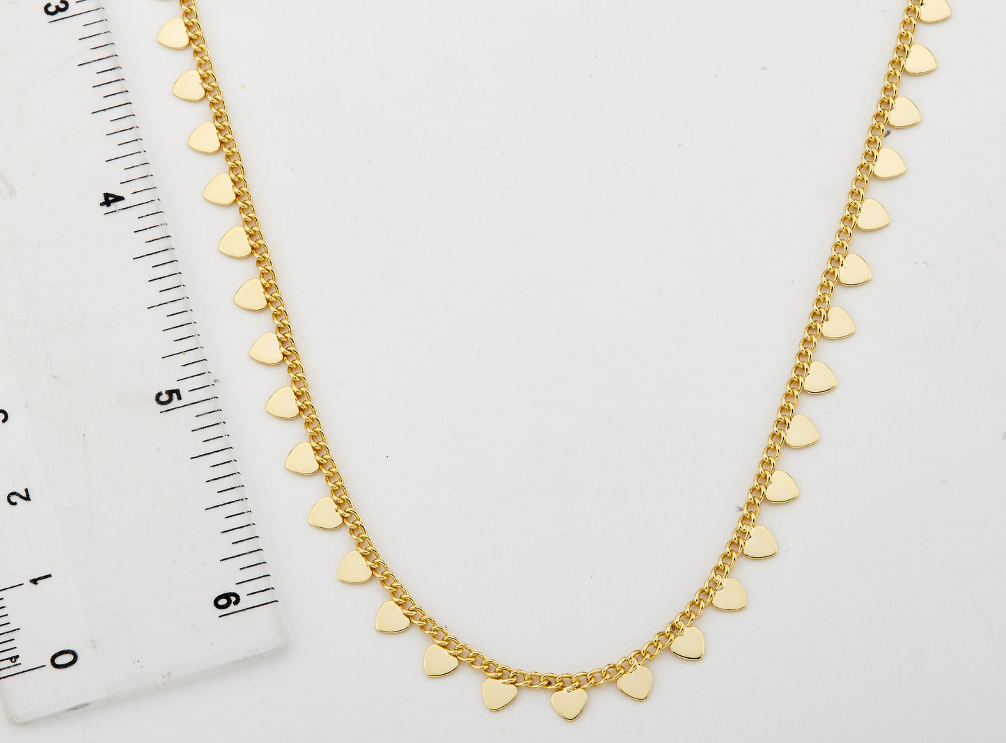 14K Gold Plated Link & Small Hearts Dangles Necklace Wholesale