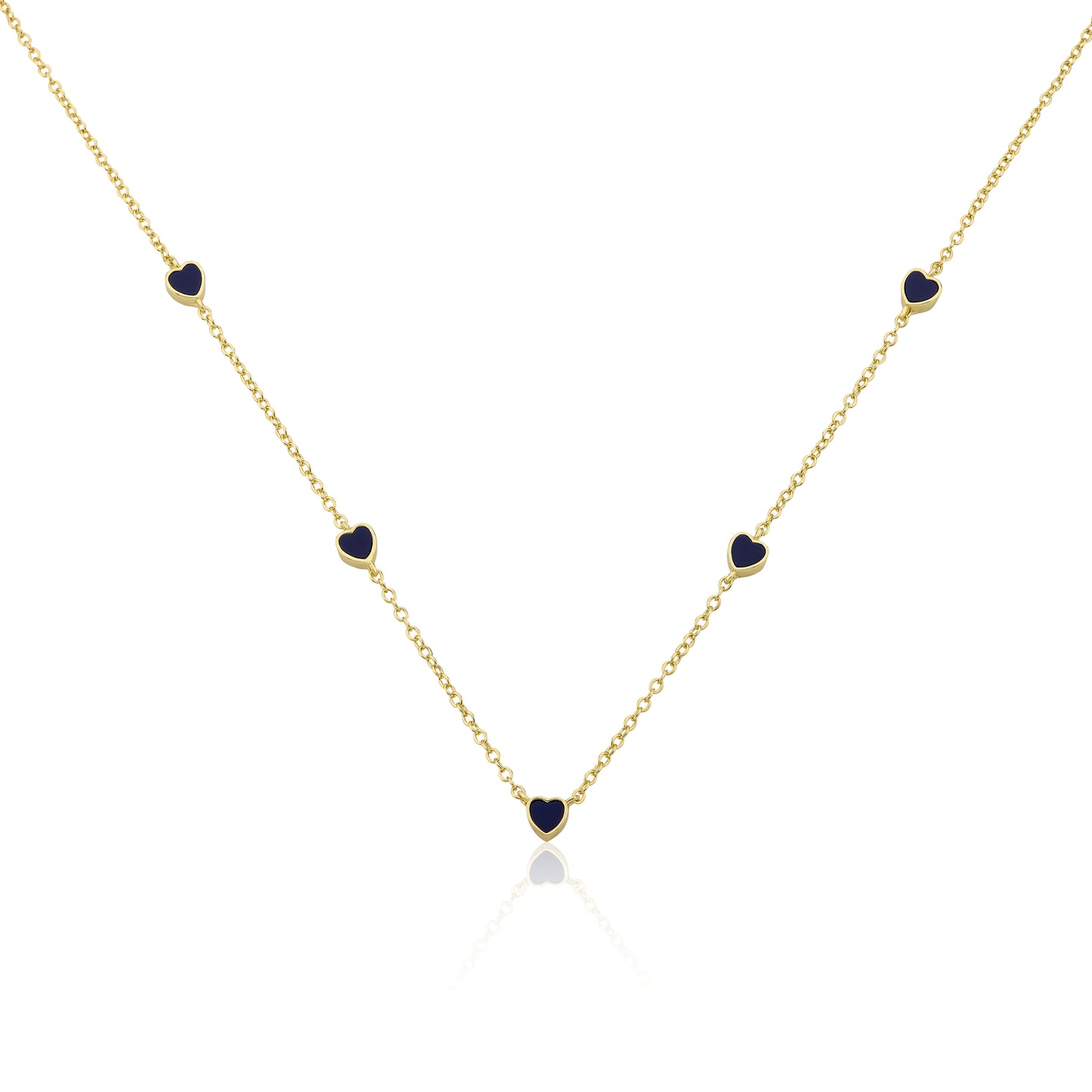 14K Gold Plated 5mm Heart Station Chain Necklace Wholesale