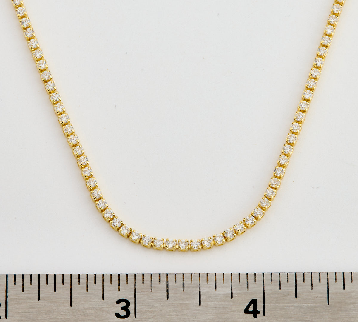 14k Gold Plated 2mm Cz Tennis Necklace Wholesale
