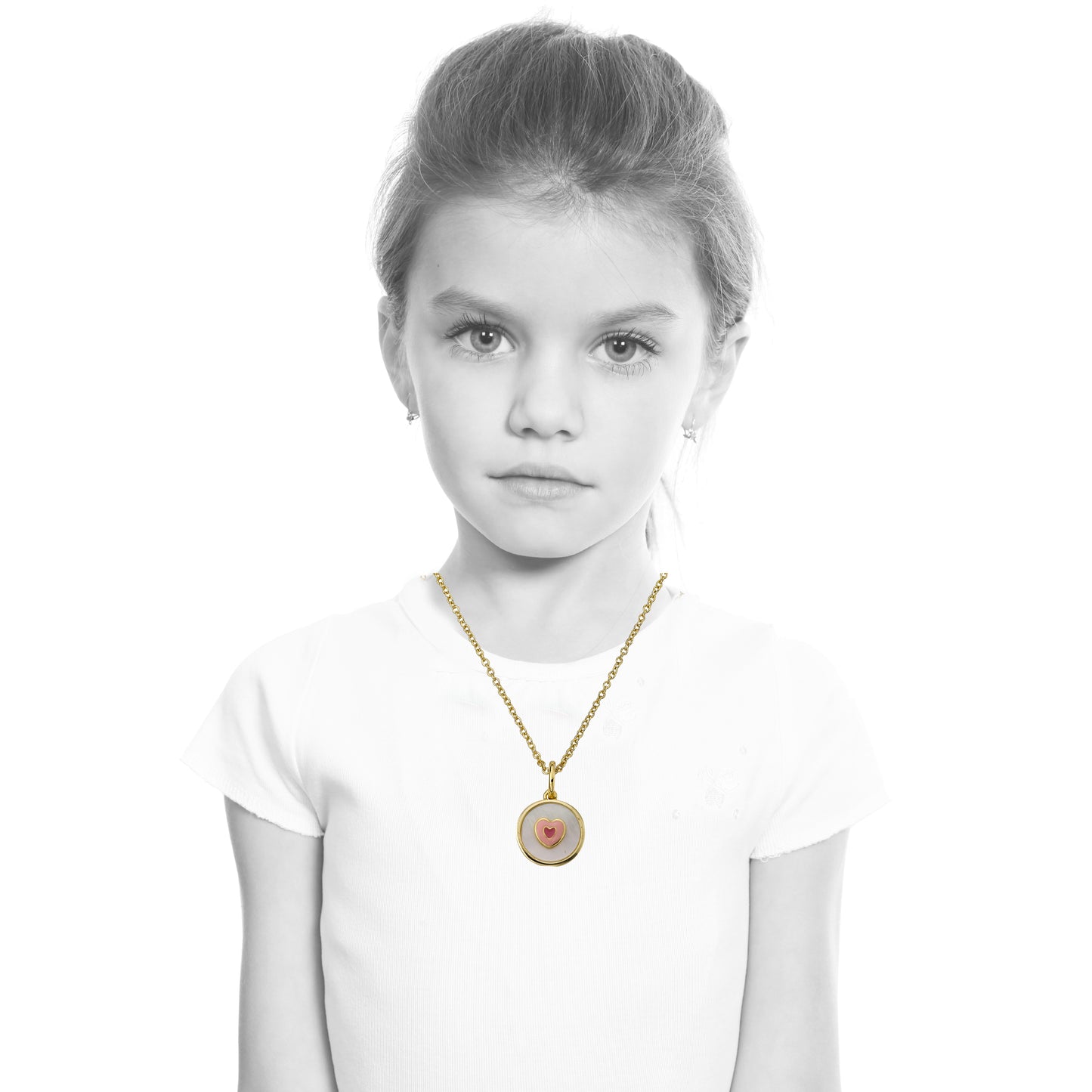 Mother Of Pearl Enamel Heart Necklace