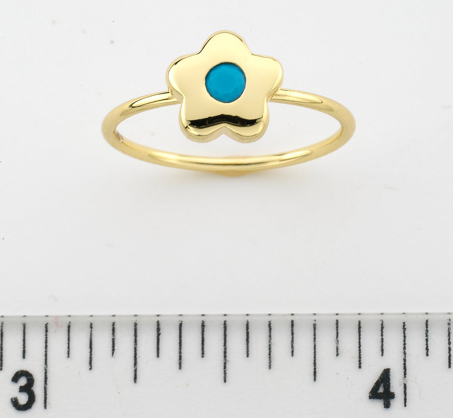 14K Gold Plated Flower Ring with Sapphire Stone Wholesale