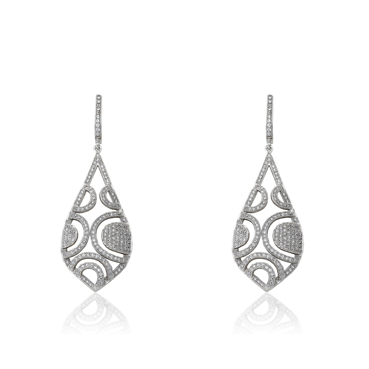 Micro-Pave Exquisite Open Teardrop Dangle Earrings Wholesale