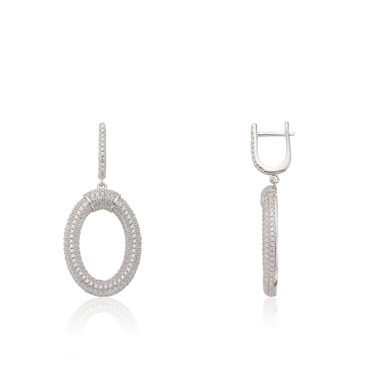 Micro Pave Rhodium O Shaped Earrings Wholesale