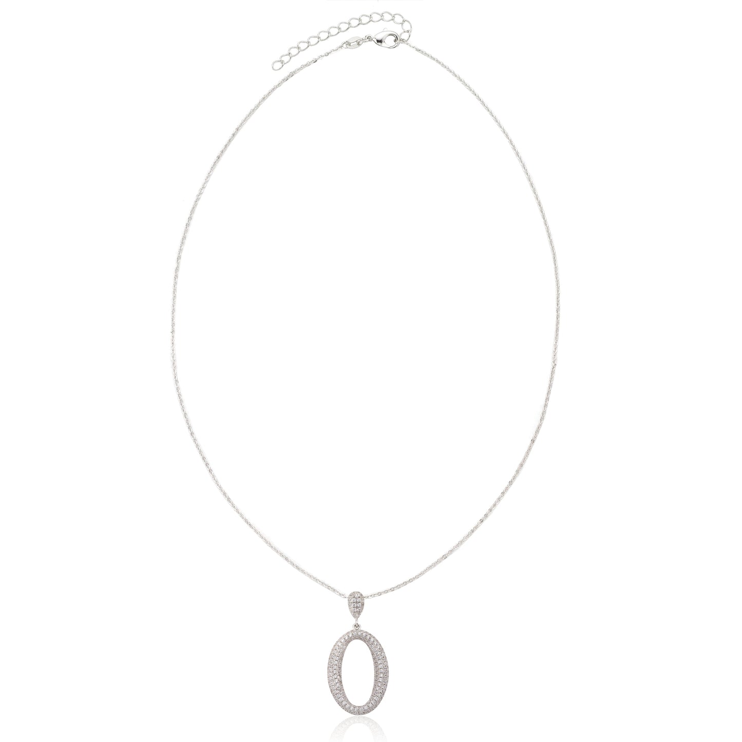 Micro Pave Rhodium O Shaped Necklace Wholesale