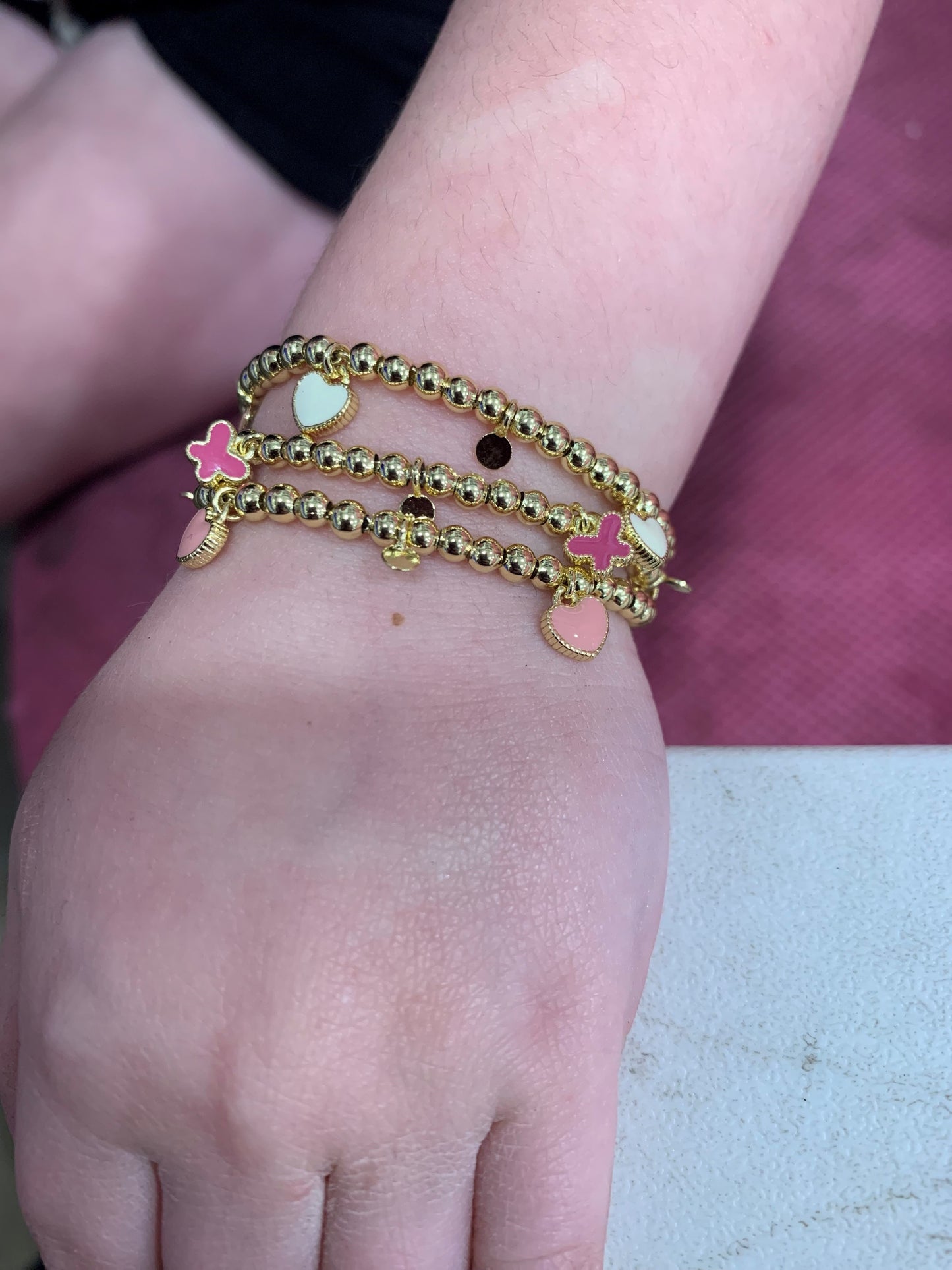 LMTS Classic! Bead & Disc Dangles Hearts Bracelet