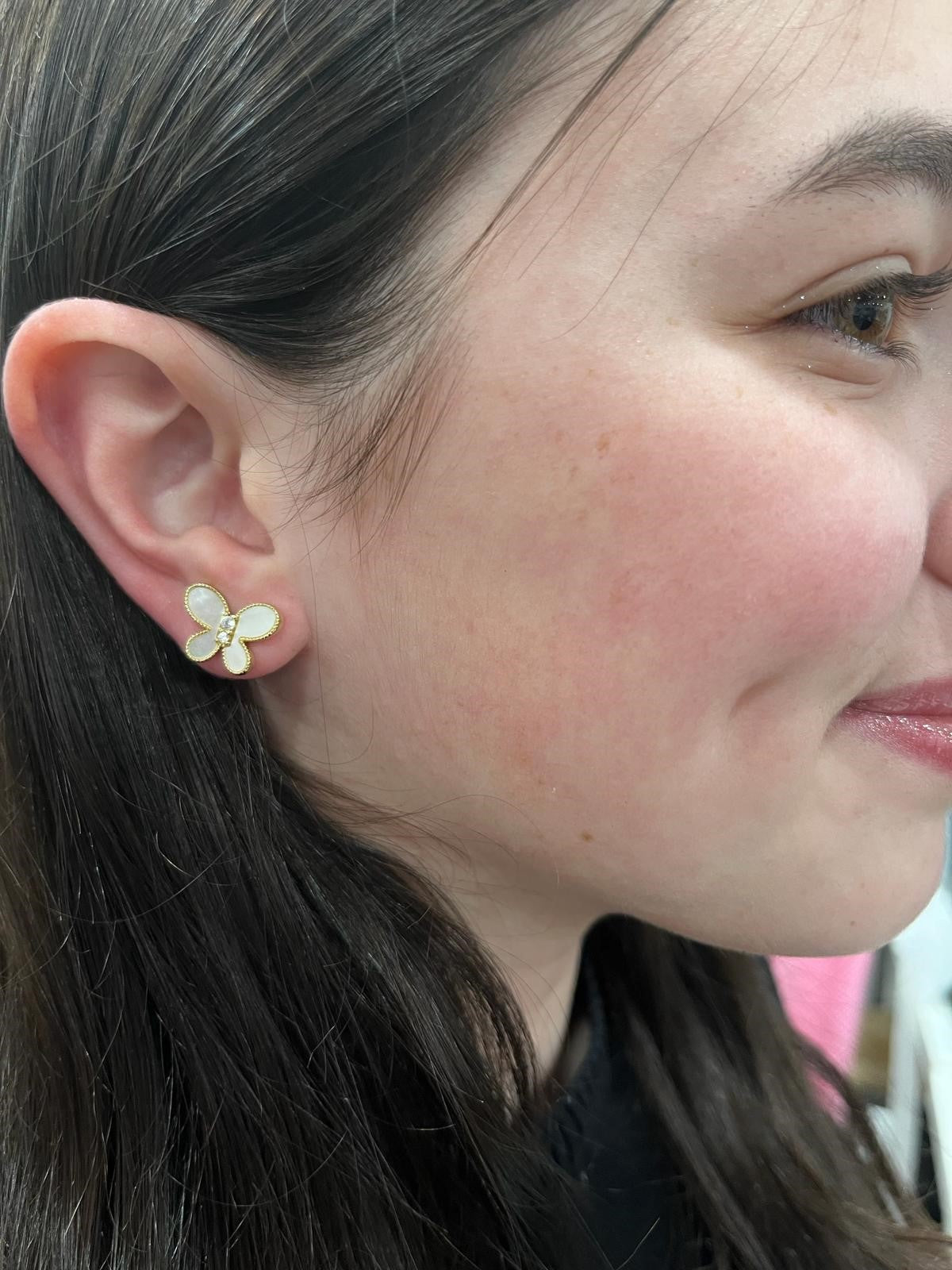 LMTS Classic! Mother Of Pearl Butterfly Stud Earring Wholesale